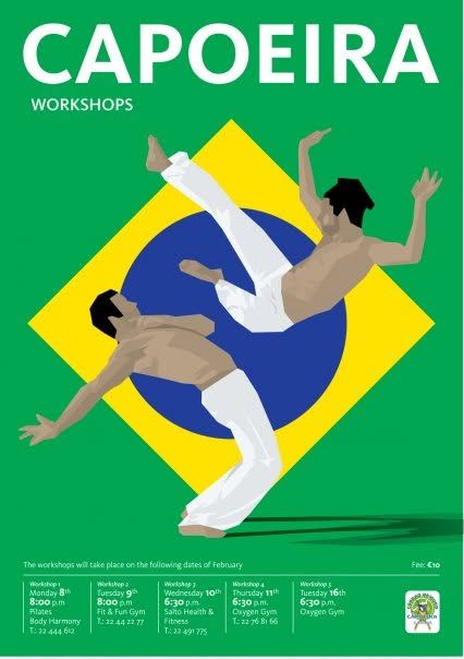 Poster for the first capoeira workshops in Cyprus, February 2010